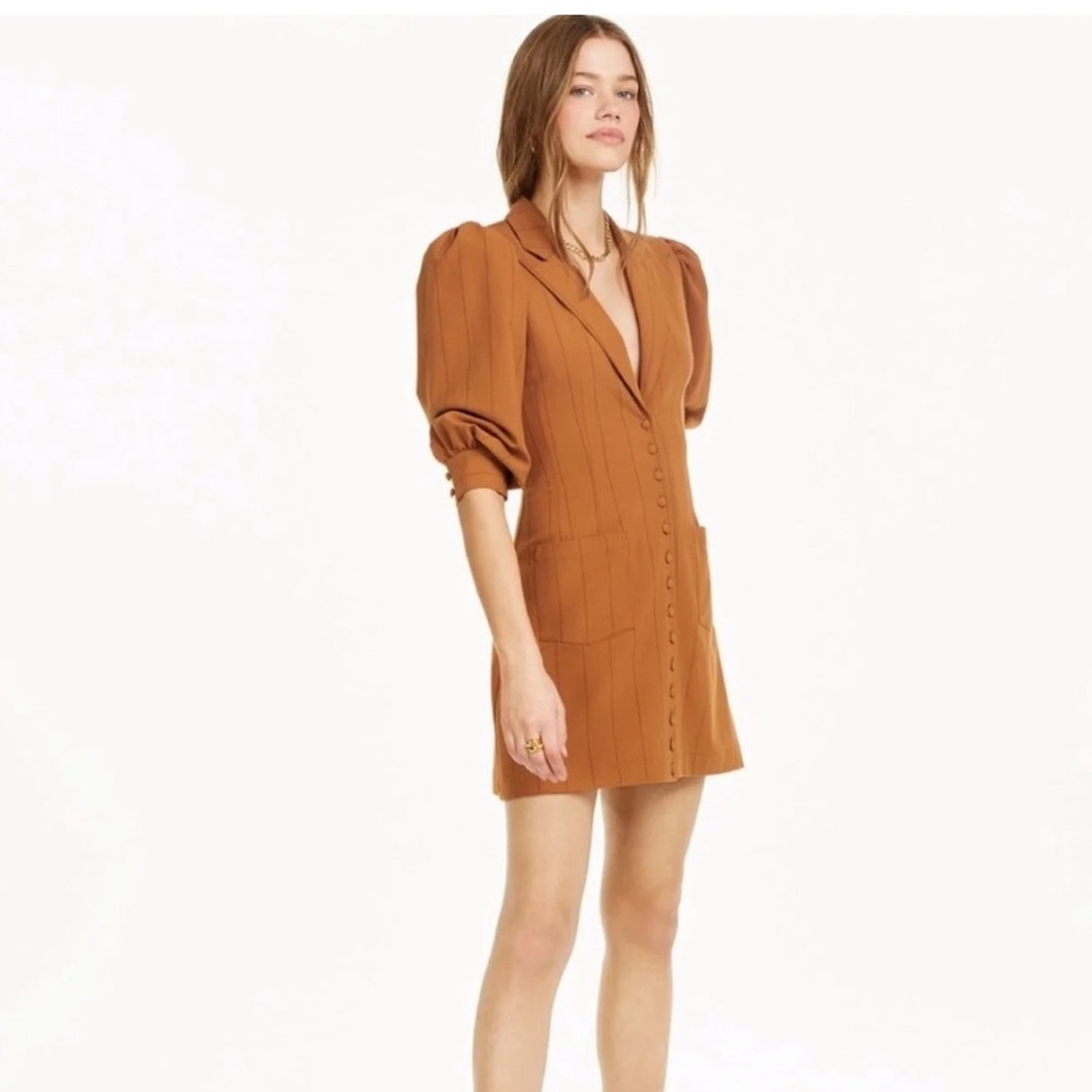 Danielle Bernstein Orange Pin Stripe Dress